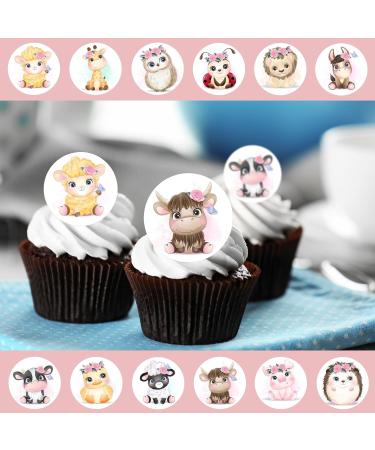 24 x Precut Cute Animals Edible Baby Shower Newborn Party Wafer Rice Paper Cupcake Toppers Cake Decorations - Buy Online on GoSupps.com