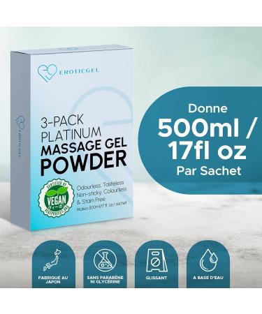 3 x Gel Poudre de Massage Nuru Premium | 5g Sachet de voyage fait 500ml | Fabriqu au Japon | Sans Paraben & Glyc rine. Pack of 3 - Vegan - Buy Online on GoSupps.com