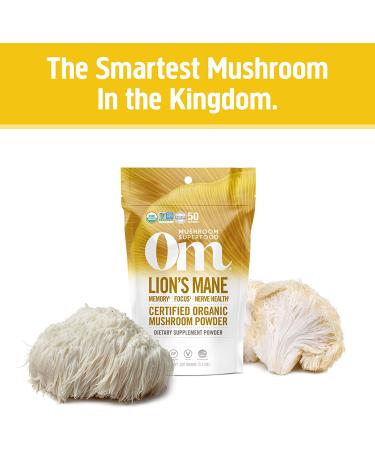 Om Mushroom Superfood Lion's Mane Powder - Organic Nootropic for Memory, Focus & Mood - 3.5oz, 50 Servings - Buy Online on GoSupps.com