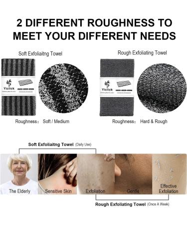 Yiclick 2 Pack Exfoliating Washcloth Towel - Korean Japanese African Body Scrubber Loofah Sponge - Shower Bath Exfoliator Rag - Buy Online on GoSupps.com