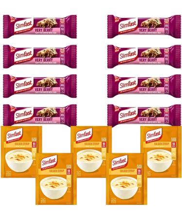 Slimfast Meal Replacement for Weight Loss Bundle with 1 x Slimfast Porridge Golden Syrup and 2 x Slim Fast Very Berry Meal Bars - Buy Online on GoSupps.com