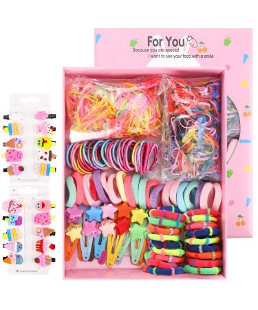 800 Pcs Hair Accessories for Girls  Hair Ties Hair Clips Set with Box Different Style Elastic Hair Bands Rubber Bands for Kids Teens Toddler