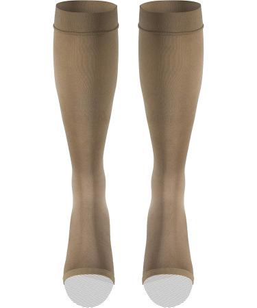 Truform Women's Compression Stockings 20-30 mmHg - Knee High Open Toe Opaque Beige - Medium (1 Pair) | International Shipping Available - Buy Online on GoSupps.com