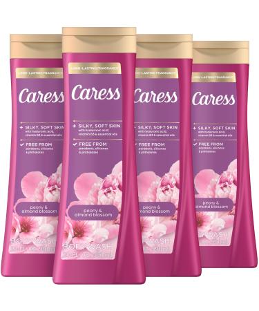 Caress Moisturizing Peony & Almond Blossom Body Wash For Fresh Smooth Skin Body Soap To Soothe & Unwind 20 fl oz Pack of 4