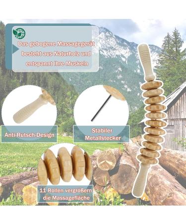 Whchiy Wooden Massage Roller | Anti-Cellulite Deep Tissue Massager with Handle - Buy Online on GoSupps.com