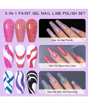 Reflective Glitter Gel Nail Polish 5ml Sparkling Black Gel Liner Polish Shimmer Diamond Soak Off UV Gel Nail Varnish Glitter Nail Gel Manicure for Party Holiday Home Use (R07) - Buy Online on GoSupps.com