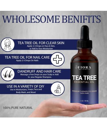 100% Pure Tea Tree Oil for Toenails - Natural Remedy for Skin & Foot Care | Melaleuca Alternifolia Essential Oil 1 Fl Oz - Buy Online on GoSupps.com