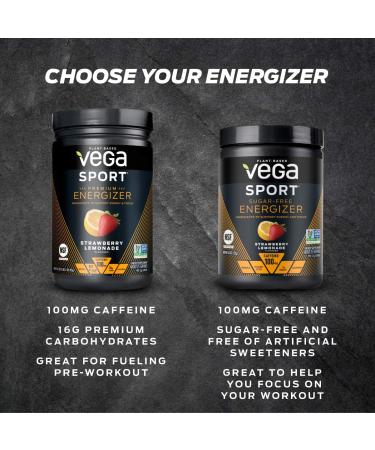 Vega Sport Energizer Strawberry Lemonade Pre Workout Powder | Energy & Focus Support | Electrolytes | Vegan, Keto, Gluten Free | Non GMO | 1.01lb (25 Servings) - Buy Online on GoSupps.com