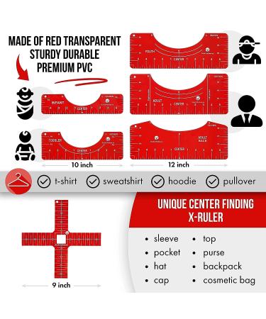 Good Life Ideas Tshirt Ruler Guide for Vinyl Alignment - T-Shirt Measurement Tool Heat Press - Easy Tee Centering Kit - 7pcs Red Gray White Black - 12 Large - Buy Online on GoSupps.com