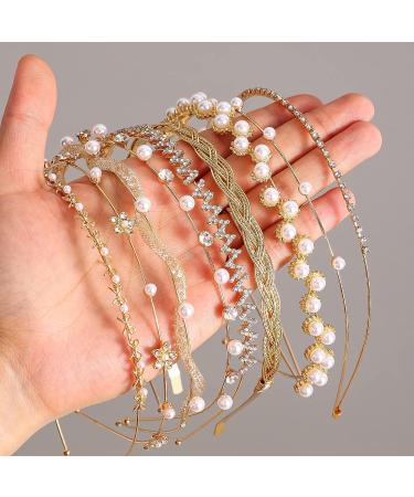 8PCS Crystal Tiara Crowns for Women Girls - Gold Metal Headbands for Bridal Wedding, Prom, Cosplay - Hair Accessories for Women Girls - Buy Online on GoSupps.com