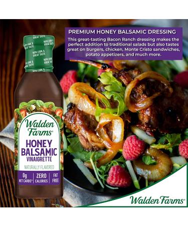 Walden Farms Honey Balsamic Vinaigrette Dressing 12 oz - Sugar Free, 0g Net Carbs - Sweet and Tangy Salad Topping - 2 Pack 12 Fl Oz - Buy Online on GoSupps.com