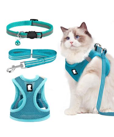 Cat dishes with a leash breakproof adjustable cat dishes breakout with cat leash 1.35 m soft cat dishes for cats small dogs and rabbits (s)