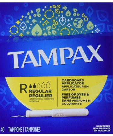 Tampax Cardboard Applicator Tampons - Regular Unscented 40 Count | International Shipping Available - Buy Online on GoSupps.com
