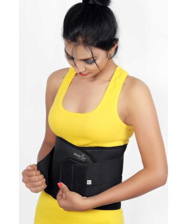 Wonder Care Black Lumbar Support Belt - Breathable Elastic Back Brace for Men & Women | XL Back Pain Relief & Posture Correction - Buy Online on GoSupps.com