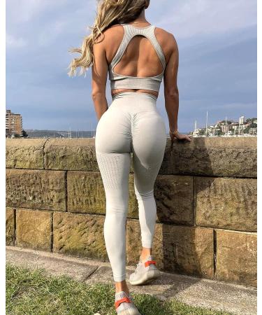 CFR High Waist Butt Scrunch Leggings - Grey Large | Seamless Workout Yoga Pants for Women - Buy Online on GoSupps.com
