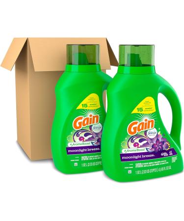 Gain Aroma Boost Liquid Laundry Detergent Moonlight Breeze Scent 45 Loads 65 Fl Oz - 2 Pack HE Compatible - Buy Online on GoSupps.com