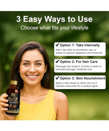 AL-TAQWA Black Seed Oil Extra Virgin Nigella Sativa (Kalonji) Oil for Hair Skin & Wellness Cold-Pressed Unrefined Non-GMO Vegan Halal 7.77oz (230ml) Amber Glass Bottle - Buy Online on GoSupps.com