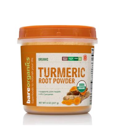 BareOrganics Turmeric Root Powder Superfood Dietary Supplement 8 Oz