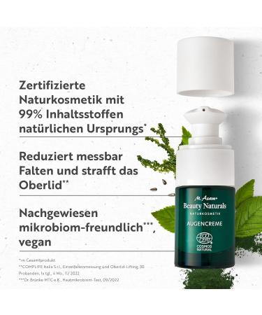 M. Asam Beauty Naturals Eye Cream 15ml 360 Moisturizing & Tightening Smoothes Wrinkles Reduces Dark Circles | Vegan Certified Natural Cosmetics - Buy Online on GoSupps.com