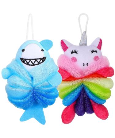 Healvian 2pcs Body Wash Scrubber Funny Shower Loofah Bath Shower Sponge Skin Cleaning Scrubber Bath Sponge Cartoon Shower Loofah Bath Shower Loofah Cute Shower Loofah Bath Ball Soft Baby or