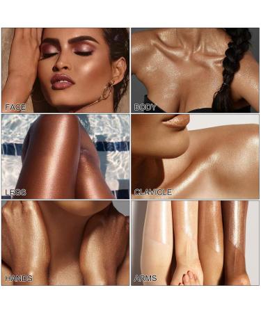 Pongnas Body Highlighter Oil 100ml Long Lasting Shimmering Glow Liquid with Nourishing Ingredients for Cheek Collarbone Shoulder (Gold Bronze) - Buy Online on GoSupps.com