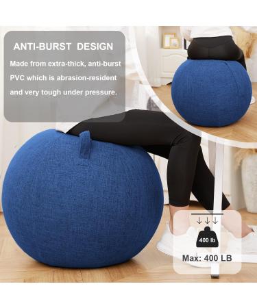 TokSay 25IN Exercise Ball Chair with Fabric Cover - Yoga Pilates Ball for Home Office Desk - Pregnancy & Balance Seat for Back Pain Relief & Posture Improvement - Blue - Buy Online on GoSupps.com