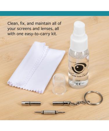 Complete Eyeglass Lens Cleaner Set | Cleans any Lens or Screen | Repair Tool Fixes Eyeglasses Sunglasses and Watches | Includes Cleaning Solution Repair Tool and Premium Microfiber Towelette - Buy Online on GoSupps.com