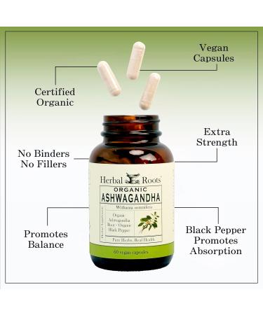 Herbal Roots Mood Duo Organic St. John's Wort and Ashwagandha Supplement Natural Mood Support Non-GMO - Buy Online on GoSupps.com