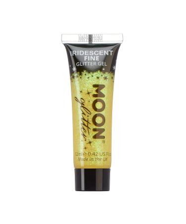 Iridescent Fine Face & Body Glitter Gel by Moon Glitter - Yellow - Cosmetic Festival Glitter Face Paint for Face Body Hair Nails - 12ml