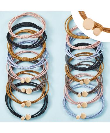 16 Pieces Hair Ties for Women Hair Tie Bracelet Circle Beads Ponytail Holder Elastic Hair Bands Decorative Hair Ties Scrunchie No Crease Hair Elastics for Teenager Girls Hair (Classic Style)