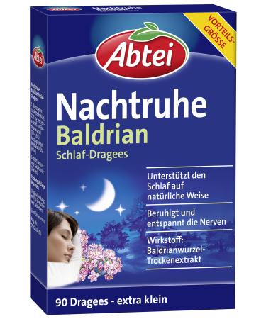 Abbey night's rest valerian sleep -dragee n - vegetable medicine for relaxing and healthy sleep as well as in the event of nervous stress - without getting used to - 1 x 90 dragees 90 pieces (1 Pack)