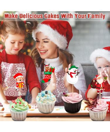 Opakawpop 48pcs Merry Christmas Cake Toppers 8 Patterns Christmas Cupcake Toppers Christmas Cake Decorations Cute Snowman Christmas Cake Topper for Birthday Party - Buy Online on GoSupps.com