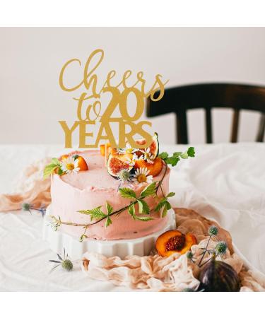 Cheers 20 To Years Cake Topper - Gold Glitter Happy 20 Birthday Cake Toppers 20 Years Wedding Anniversary Party Decorations Single-Side Gold Glitter Twenty Birthday Cake Decorations Supplies (gold) - Buy Online on GoSupps.com