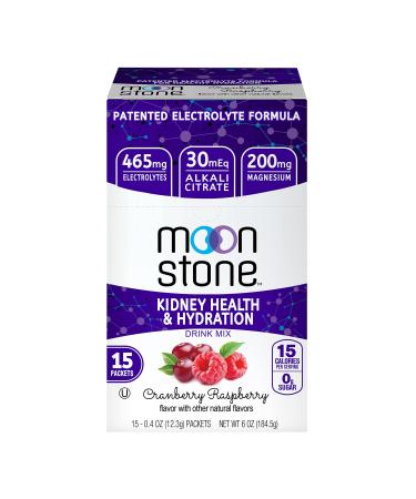 Moonstone Nutrition Kidney Cleanse & Kidney Support Drink Mix, Keto Electrolyte Hydration Powder, Stone Prevention, Chanca Piedra Alternative, Magnesium, Potassium, 15 Pack, Cranberry Raspberry 15 Count (Pack of 1)