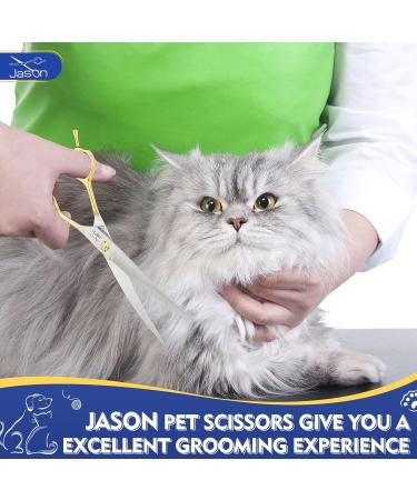 Jason 7.5 Inch Curved Dog Grooming Scissors - Professional Japanese Stainless Steel Pet Fur Care for Dogs & Cats - Buy Online on GoSupps.com