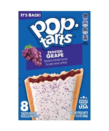 Pop-Tarts Frosted Grape Toaster Pastries - 8 Count Box - Breakfast Foods and Kids Snacks - Buy Online on GoSupps.com