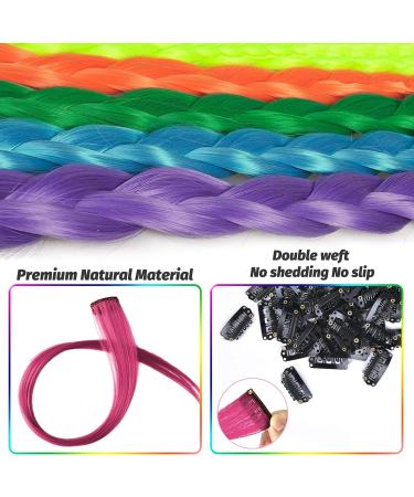 16Pcs 22 Inch Colored Clip in Hair Extensions - Heat-Resistant Synthetic Hairpieces for Women & Girls - Rose Red Highlights for Party Hair Decor - Buy Online on GoSupps.com