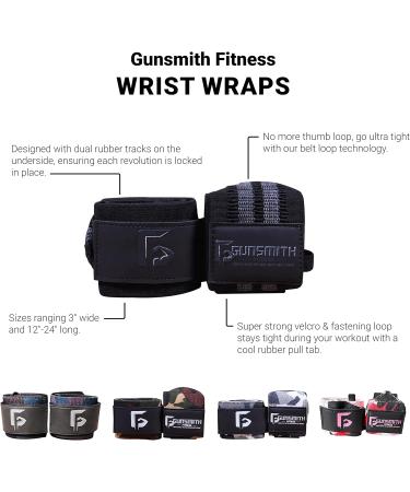 High Stress Wrist Bandages for Men & Women - 60cm Black/Gray Wrist Wraps for Weightlifting Powerlifting & CrossFit - Buy Online on GoSupps.com