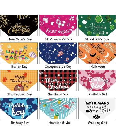 Yespet Holidays Bandanas 12pc Set for Medium Large Dogs - Halloween, Thanksgiving, Christmas, Valentine's Day, Wedding, Birthday, Easter, Independence, St. Patrick's Day Scarf - Buy Online on GoSupps.com