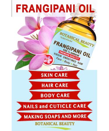 Botanical Beauty Frangipani Oil 100% Natural 2 Fl. oz - 60 ml Frangipani Essential Oil for FACE Skin Body Hair Nails Beauty Oil Skin Moisturizer Oil Nourishing Oil Perfume Soap Making - Buy Online on GoSupps.com