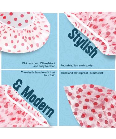Reusable Waterproof Shower Caps - 3 Pack Colorful Dotted Hair Hat for Men, Women - Ideal for Spa, Salon - MZD8391 - Buy Online on GoSupps.com