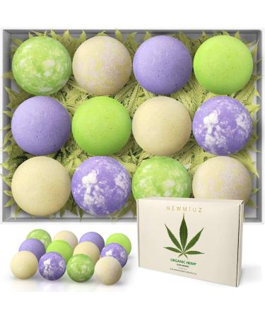 Organic Bath Bombs Gift Set Large Hemp Bubble Spa Fizzies with Shea Butter  Hemp and Essential Oils  Perfect for Recovery & Relaxation (Herbal  12)
