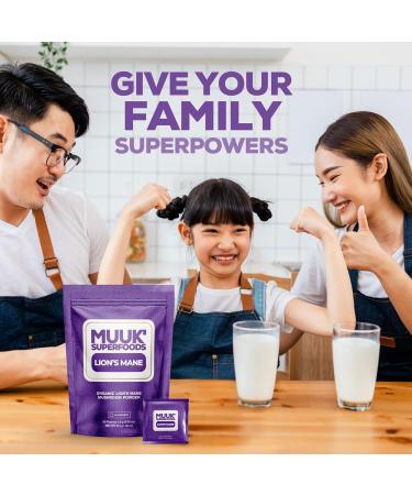 MUUK' SUPERFOODS | Organic Lion's Mane Mushroom Powder | Brain Boosting ON-The-GO Packets | Made in USA | 30 Sachets (1.5g) - Buy Online on GoSupps.com