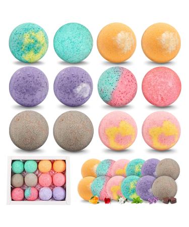 12 pcs Foot Bath Bombs Gift Set for Women  Organic Foot Soak Gift Natural Mini Handmade Bathing Foot Spa Bomb Rich Essential Oils Moisturizing Dry Skin Relaxing Scent