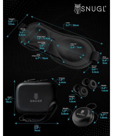 SNUGL Complete Travel Comfort Set - 100% Light-Blocking Eye Mask & Noise-Cancelling Earplugs - Includes Multi-Compartment Storage Case | 3 Ear Tip Sizes - Sleek Black Black - Travel Set - Buy Online on GoSupps.com