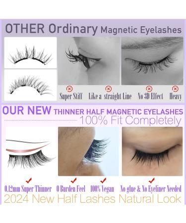 Geeneiya Half Magnetic Eyelashes - Cat Eye Natural Look No Glue Easy Application Wispy Style (1 Pair 7-11mm - Buy Online on GoSupps.com
