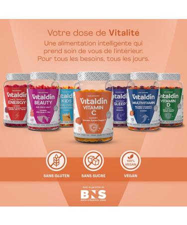 VITALDIN Gummies Vitamine C 240 mg par dose Enfants et adultes Renforce l immunit et r duit la fatigue V ganes sans sucre sans gluten Saveur orange 70 gummies - Buy Online on GoSupps.com