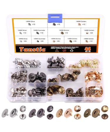 Tanstic 44 Sets 4 Color  14MM Round Magnetic Snap Sets  Strong Magnetic Button Clasps Double-Sided Magnetic Leather Snaps for Clothes  Jackets  Jeans Wears  Bracelets  DIY Craft Sets