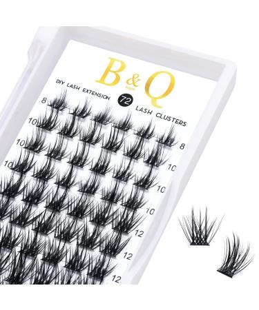 Eyelashes 72 PCs B & Q eyelashes DIY Individual eyelashes for beginners reusable eyelash bushes wispy fluffy single eyelashes for eyelash extensions at home (B20 D-8-16Mix) D-8-16 MIX B 20