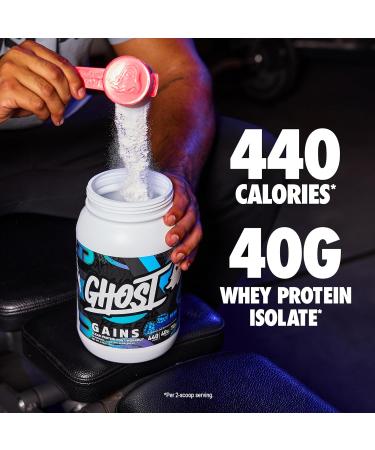 GHOST Clear Gains Mass Gainer Protein Powder - Post-Workout Weight Gainer Mix - 40g of Whey Protein Isolate 440 Calories & 70g Vitargo Carbs - Lean Muscle Building & Recovery - Blue Raspberry - Buy Online on GoSupps.com